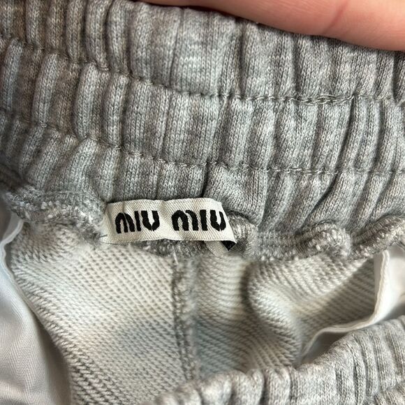 MIU MIU Embroidered Logo Joggers Track Pants Grey‎ Size Medium - Picture 6 of 16
